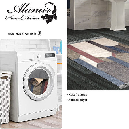 Dekoreko Kaymaz Taban Djt Banyo Halısı Yıldız Deri Saçaklı Modern S6505