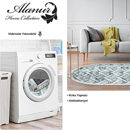 Dekoreko Kaymaz Taban Djt Salon Halısı Star Pamuk Saçaklı Oval İskandinav F5124