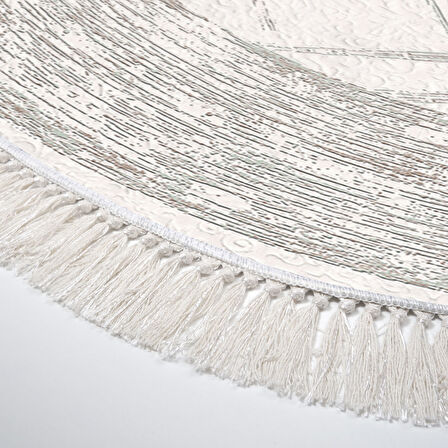 Dekoreko Kaymaz Taban Djt Mutfak Halısı Star Pamuk Saçaklı Oval Modern M5076