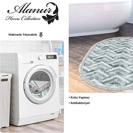 Dekoreko Kaymaz Taban Djt Banyo Halısı Trend Saçaklı Oval İskandinav F5124