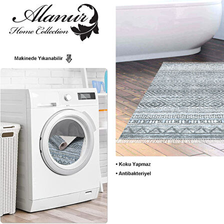 Dekoreko Kaymaz Taban Djt Banyo Halısı Trend Saçaklı İskandinav F5087