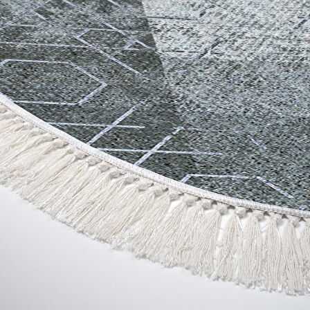 Dekoreko Kaymaz Taban Djt Salon Halısı Star Pamuk Saçaklı Oval İskandinav F5132