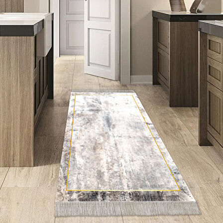 Dekoreko Kaymaz Taban Djt Mutfak Halısı Star Pamuk Saçaklı Modern M12271