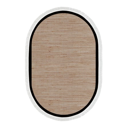 Alanur Home Kaymaz Taban Djt Banyo Mutfak Salon Halı  Trend Saçaklı Oval Dokuma Desen E5001