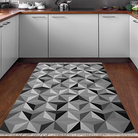 Dekoreko Kaymaz Taban Djt Mutfak Halısı Yıldız Deri Saçaklı Modern 1944