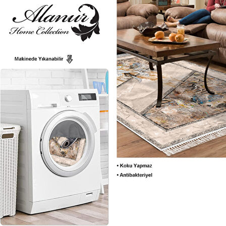 Dekoreko Kaymaz Taban Djt Salon Halısı Star Pamuk Saçaklı Modern 729