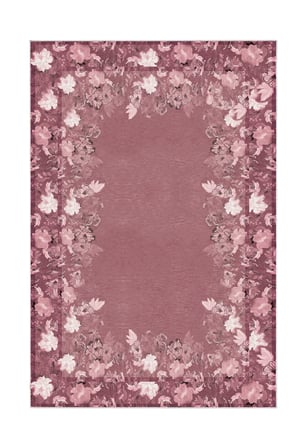 Dijital Baskılı Dikdörtgen Salon Halısı | Kaymaz Yıkanabilir | Keçe Taban | Çiçekli | P1388