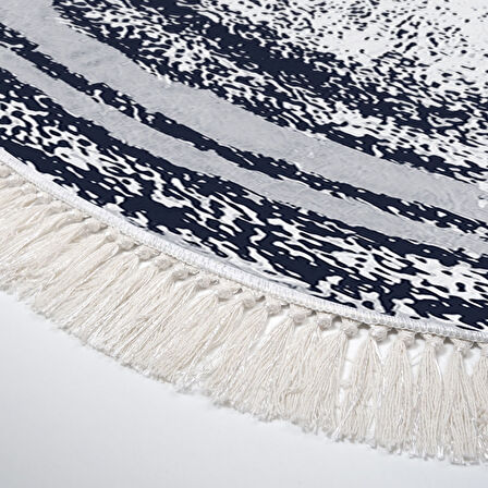 Dekoreko Kaymaz Taban Djt Banyo Halısı Star Pamuk Saçaklı Oval Modern M5132