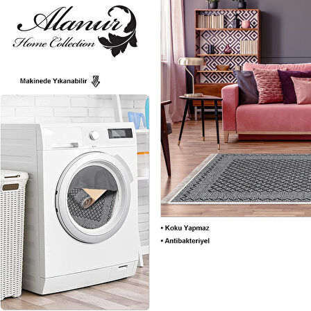 Dekoreko Kaymaz Taban Djt Salon Halısı Yıldız Deri Saçaklı Modern M5001