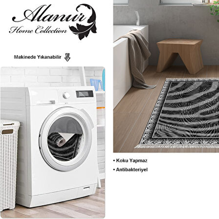 Dekoreko Kaymaz Taban Djt Banyo Halısı Trend Saçaklı Modern 1912