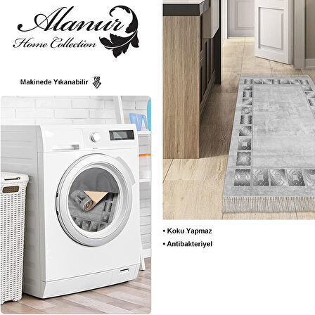 Dekoreko Kaymaz Taban Djt Mutfak Halısı Yıldız Deri Saçaklı Modern 691M