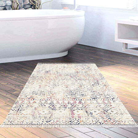 Dekoreko Kaymaz Taban Djt Banyo Halısı Trend Saçaklı İskandinav F5139