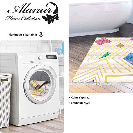 Dekoreko Kaymaz Taban Djt Banyo Halısı Yıldız Deri Saçaklı Modern P1337