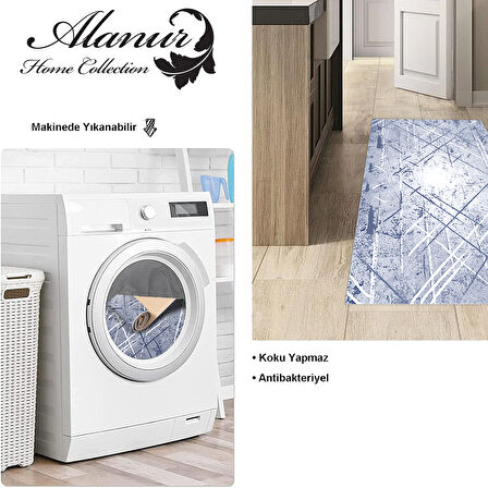 Dekoreko Kaymaz Taban Djt Mutfak Halısı Yıldız Deri Modern M5003