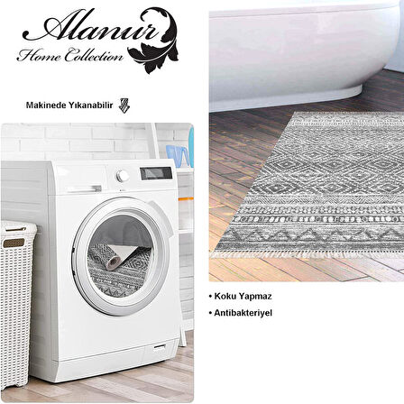 Dekoreko Kaymaz Taban Djt Banyo Halısı Trend Saçaklı İskandinav F5087