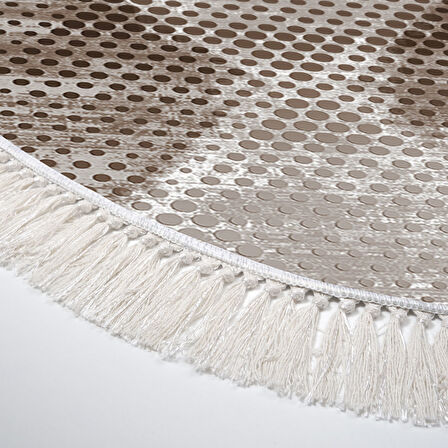 Dekoreko Kaymaz Taban Djt Banyo Halısı Star Pamuk Saçaklı Oval İskandinav F5131