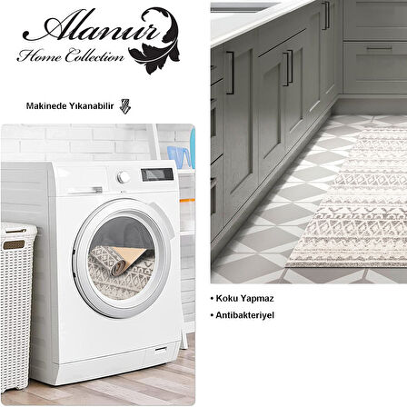 Dekoreko Kaymaz Taban Djt Mutfak Halısı Yıldız Deri İskandinav F5078