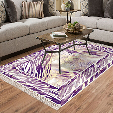 Dekoreko Kaymaz Taban Djt Salon Halısı Yıldız Deri Saçaklı Modern 728