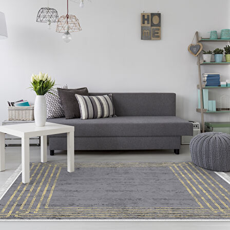 Dekoreko Kaymaz Taban Djt Salon Halısı Trend Saçaklı Modern M5142