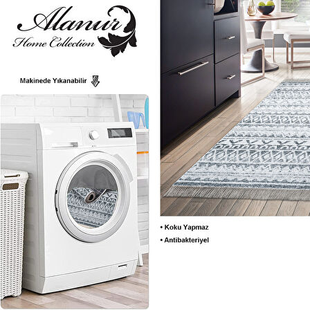 Dekoreko Kaymaz Taban Djt Mutfak Halısı Star Pamuk Saçaklı İskandinav F5078