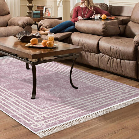 Dekoreko Kaymaz Taban Djt Salon Halısı Trend Saçaklı Modern M5142