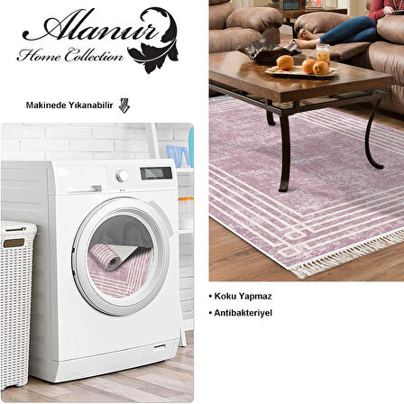 Dekoreko Kaymaz Taban Djt Salon Halısı Trend Saçaklı Modern M5142