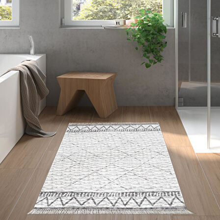 Dekoreko Kaymaz Taban Djt Banyo Halısı Trend Saçaklı İskandinav F5081