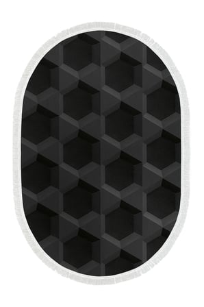 Kaymaz Dijital Mutfak & Salon Halı Trend Saçaklı Oval Geometrik E5016