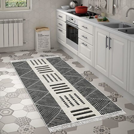 Dekoreko Kaymaz Taban Djt Mutfak Halısı Trend Saçaklı İskandinav M1282