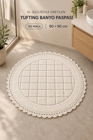 Alanur Bodrum Tufting Cotton Pamuklu El Işi Örgülü 90 x 90 cm Paspas 109