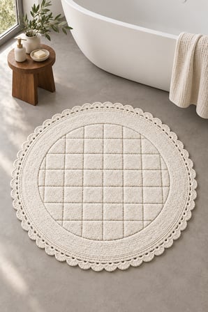 Alanur Bodrum Tufting Cotton Pamuklu El Işi Örgülü 90 x 90 cm Paspas 109