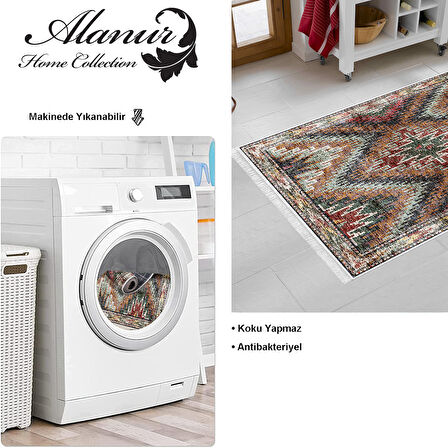 Dekoreko Kaymaz Taban Djt Mutfak Halısı Star Pamuk Saçaklı İskandinav F5003