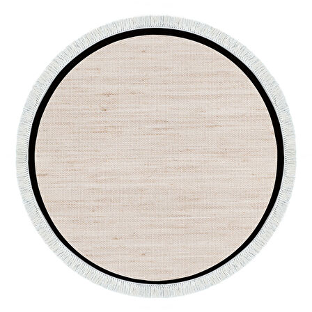 Alanur Home Kaymaz Taban Djt Banyo Mutfak Salon Halı Star Pamuk Saçaklı Yuvarlak Dokuma Desen E5007