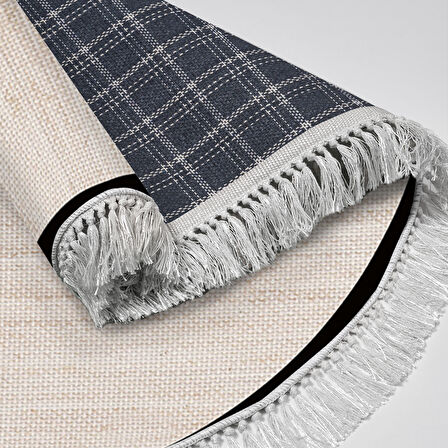 Alanur Home Kaymaz Taban Djt Banyo Mutfak Salon Halı Star Pamuk Saçaklı Yuvarlak Dokuma Desen E5007