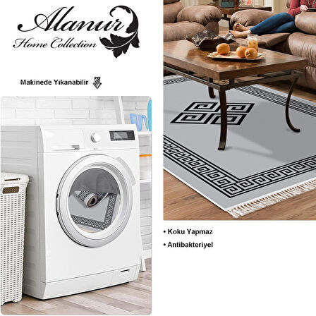 Dekoreko Kaymaz Taban Djt Salon Halısı Star Pamuk Saçaklı Modern 656M