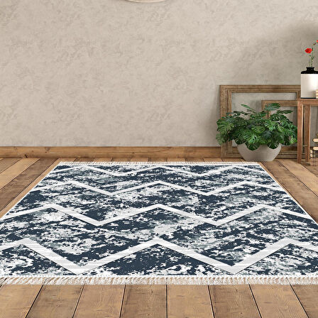 Dekoreko Kaymaz Taban Djt Salon Halısı Star Pamuk Saçaklı İskandinav F5128