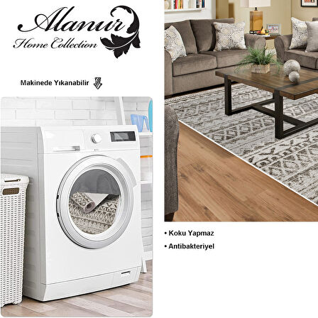 Dekoreko Kaymaz Taban Djt Salon Halısı Trend Saçaklı İskandinav F5078