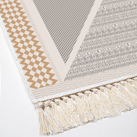 Dekoreko Kaymaz Taban Djt Mutfak Halısı Yıldız Deri Saçaklı Modern P1526