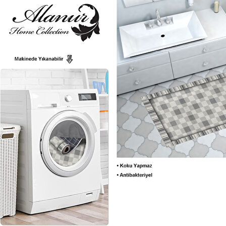 Dekoreko Kaymaz Taban Djt Banyo Halısı Star Pamuk Modern 1913