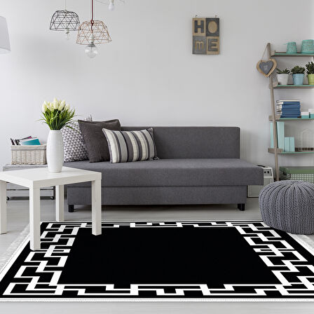 Dekoreko Kaymaz Taban Djt Salon Halısı Star Pamuk Saçaklı Modern F5035