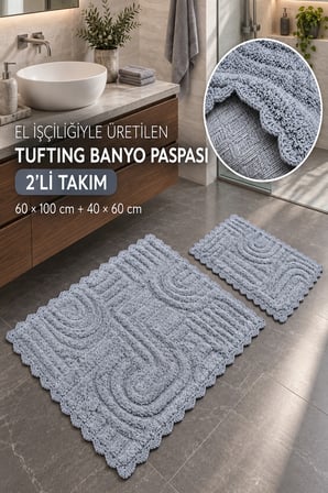 Alanur Bodrum Tufting Cotton Pamuklu El Işi Örgülü 2 li Paspas 113