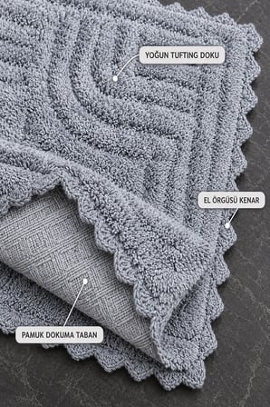 Alanur Bodrum Tufting Cotton Pamuklu El Işi Örgülü 2 li Paspas 113