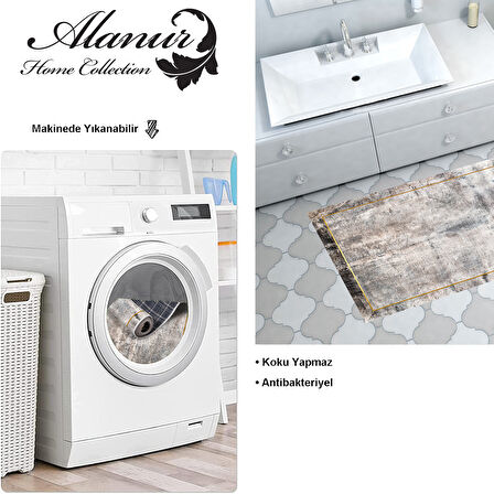 Dekoreko Kaymaz Taban Djt Banyo Halısı Star Pamuk Modern M12271