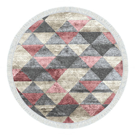 Dekoreko Kaymaz Taban Djt Salon Halısı Yıldız Deri Saçaklı Yuvarlak İskandinav 661M