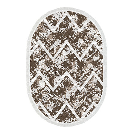 Dekoreko Kaymaz Taban Djt Salon Halısı Yıldız Deri Saçaklı Oval İskandinav F5128