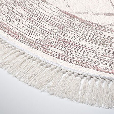 Dekoreko Kaymaz Taban Djt Salon Halısı Yıldız Deri Saçaklı Oval Modern M5076