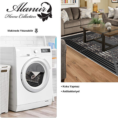 Dekoreko Kaymaz Taban Djt Salon Halısı Trend Saçaklı Modern M5132