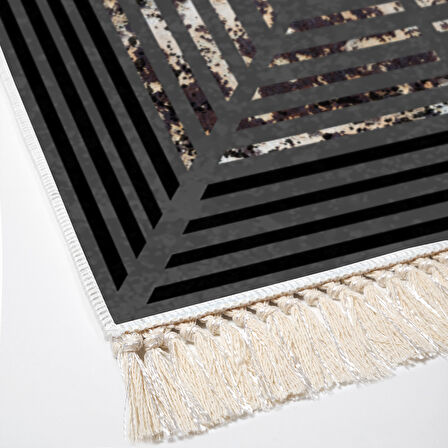 Dekoreko Kaymaz Taban Djt Salon Halısı Trend Saçaklı Modern M5132