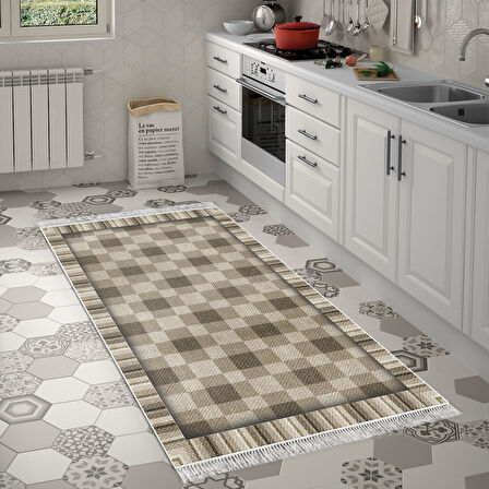 Dekoreko Kaymaz Taban Djt Mutfak Halısı Star Pamuk Saçaklı Modern 1913