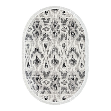 Dekoreko Kaymaz Taban Djt Banyo Halısı Star Pamuk Saçaklı Oval İskandinav F5136